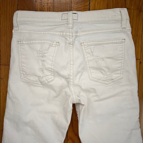 CURRENT/ELLIOTT The High Waist Straight Destroyed Jeans Super Salty Repair 27 - Picture 8 of 15